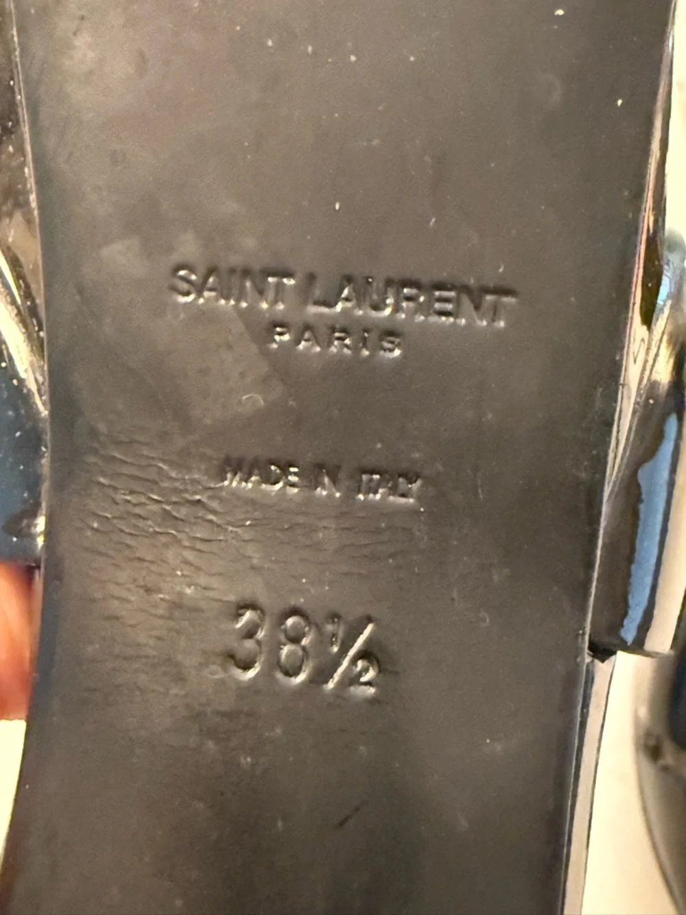 Saint Laurent Black Patent Platform Stiletto Sandals - Picture 3 of 3